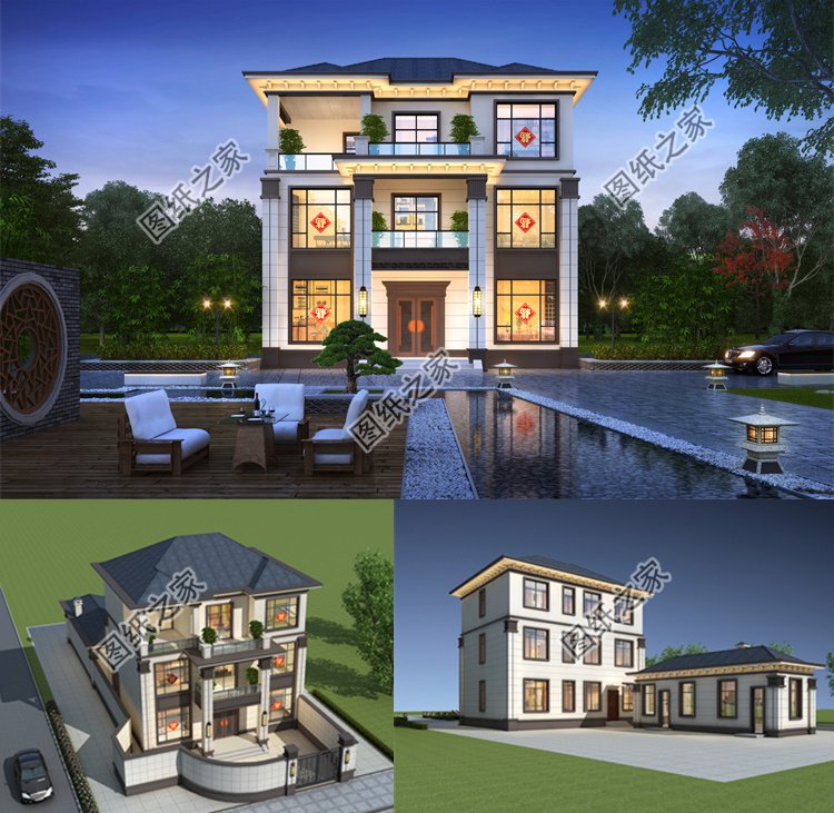 經(jīng)典三層別墅設(shè)計(jì)圖效果圖