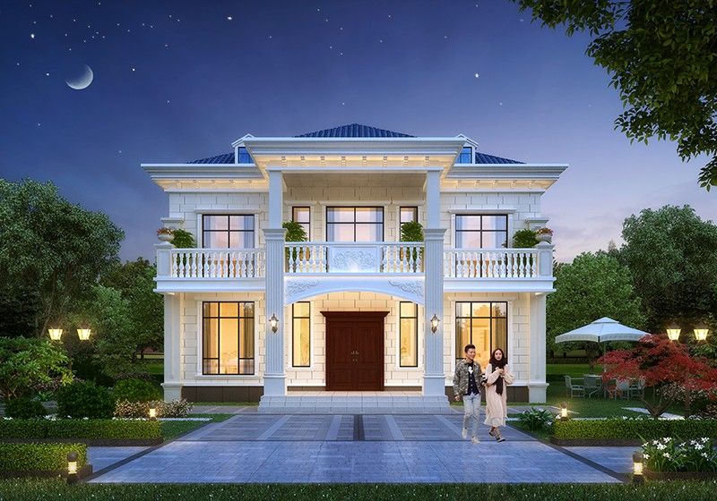 背面不開(kāi)窗二層別墅設(shè)計(jì)圖，對(duì)稱(chēng)設(shè)計(jì)簡(jiǎn)單好看，眾多建房者的選擇