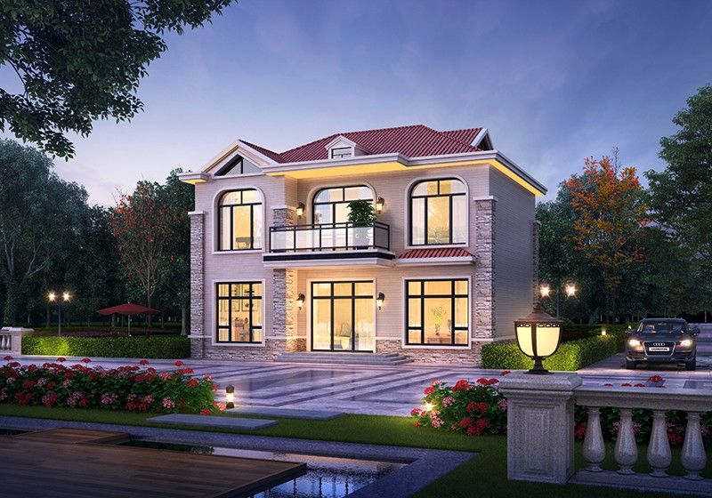 95平米二層別墅必蓋戶型圖，造型洋氣，布局接地氣，趕緊回村建起來