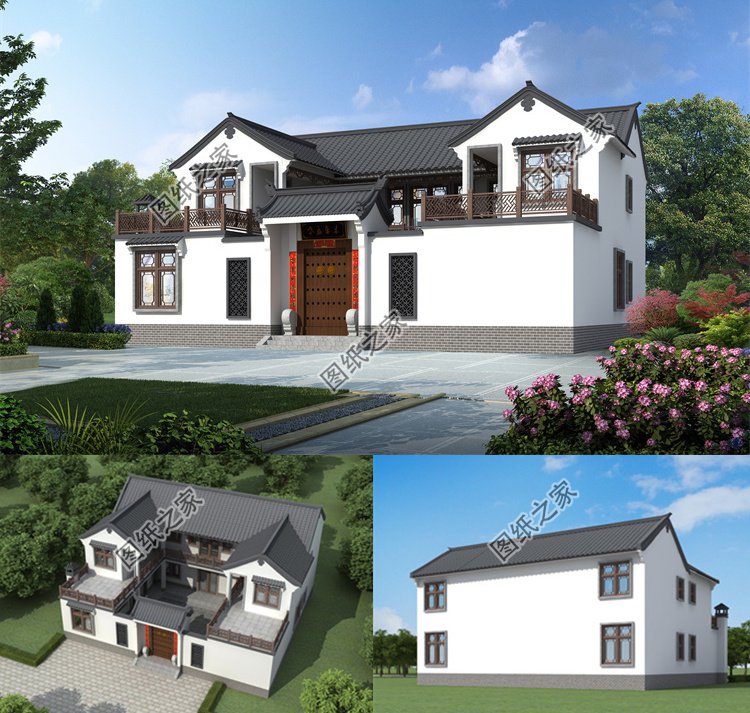 中式四合院農(nóng)村自建房效果圖