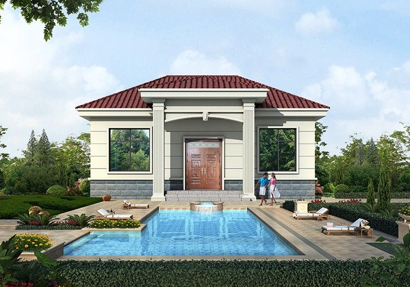 面寬11米超實用的農(nóng)村一層別墅設(shè)計圖，南北通透造價不高