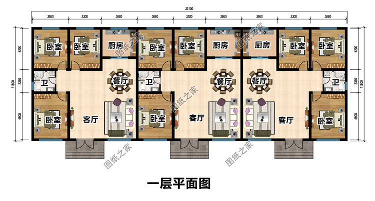 兄弟三拼別墅設計圖2