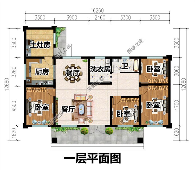 一層四開間自建房設計2
