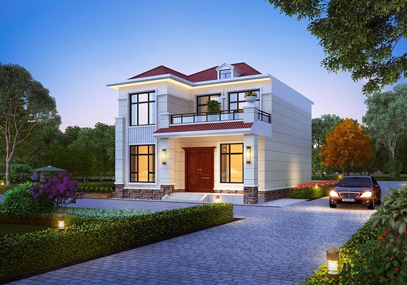 兩間二層農村自建房設計圖，面積雖小功能齊全，布局緊湊。