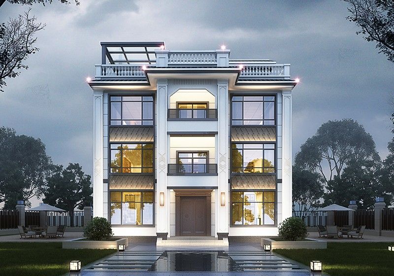 最火現(xiàn)代風(fēng)三層半別墅設(shè)計(jì)圖，時(shí)尚簡約寬敞舒適