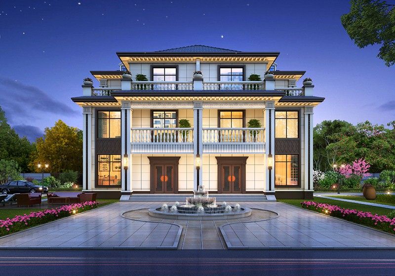 豪華雙拼三層別墅設計圖，在農村建一棟，將是最靚的風景！