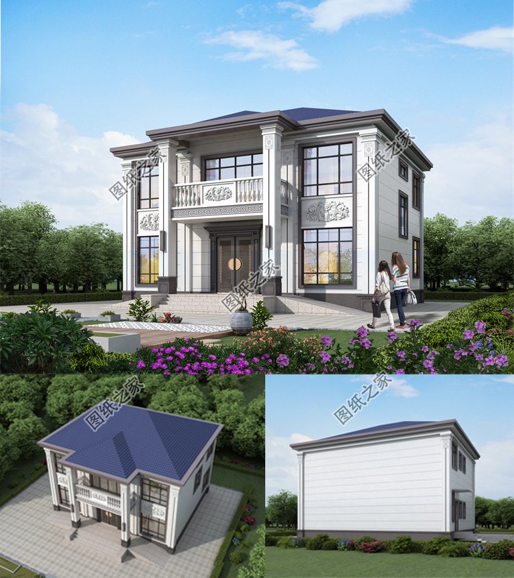 二層農(nóng)村小別墅自建房設(shè)計圖效果圖