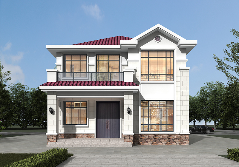 二層歐式農村小別墅設計圖，9.5米乘13米，戶型好到鄰居求圖紙