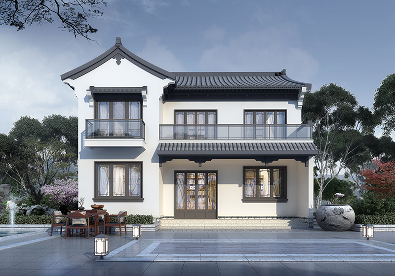 中式徽派二層設(shè)計圖方案，建好百年不過時，村里搶著建