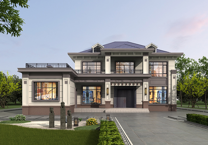 七字型二層別墅自建房設(shè)計，廚房餐廳獨立，干凈衛(wèi)生好打理