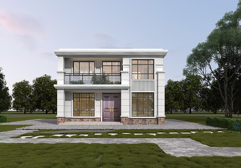 平頂二層農(nóng)村別墅設(shè)計(jì)圖，占地80平左右，造價(jià)不高，現(xiàn)代風(fēng)格