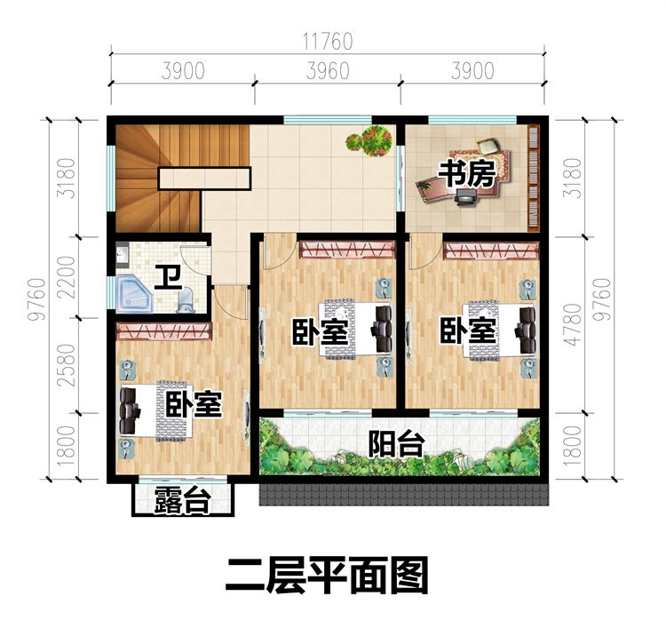 中式徽派田園二層設計方案3