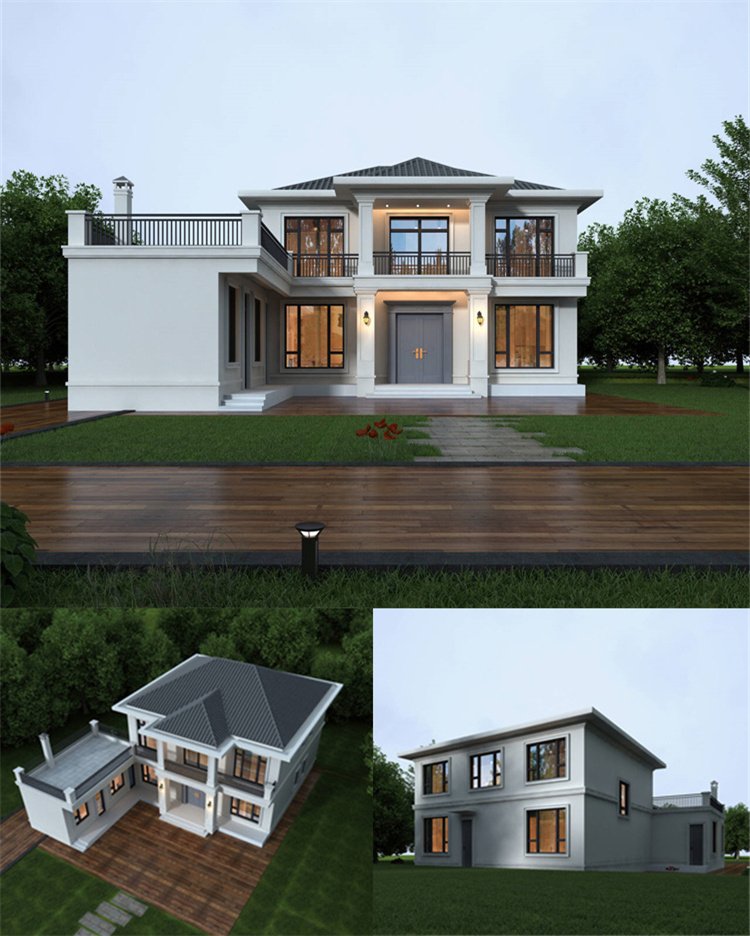 L戶型農村自建房別墅設計圖1