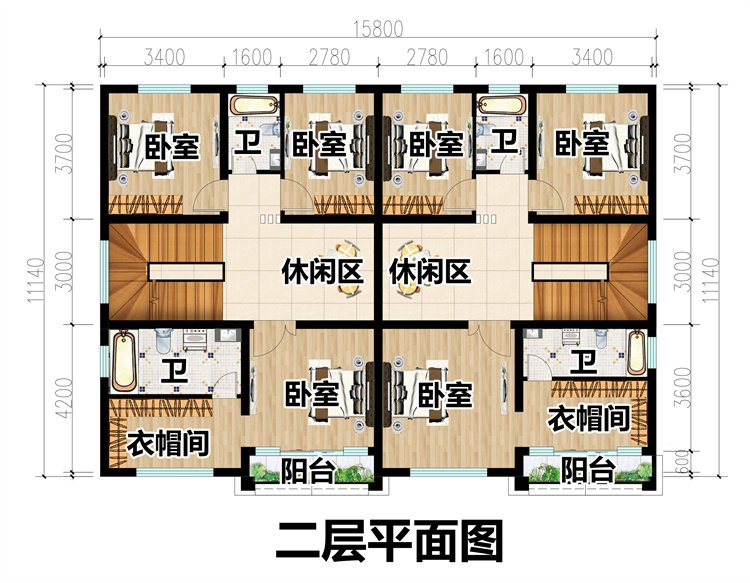 二層雙拼別墅設(shè)計圖3