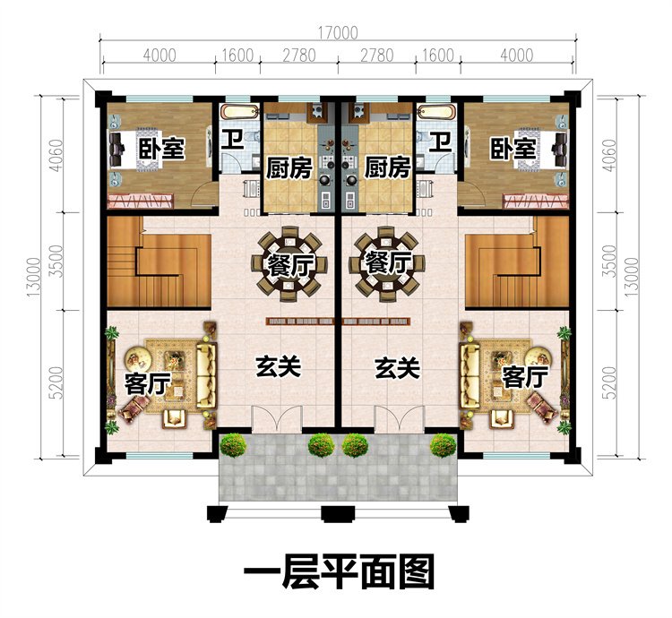 新中式雙拼別墅二層設計圖2