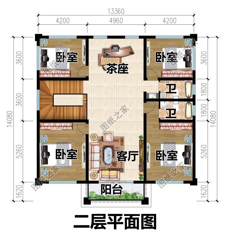 最新自建小樓二層農村別墅設計圖，大氣好看，13米乘14米
