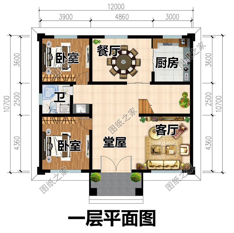 開間12米二層農(nóng)村別墅設計圖，占地適中，實用又經(jīng)濟！